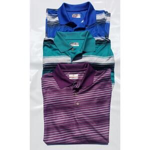 3 Grand Slam Performance Polo Shirt Size L Short Sleeve Purple Green Blue Polyes